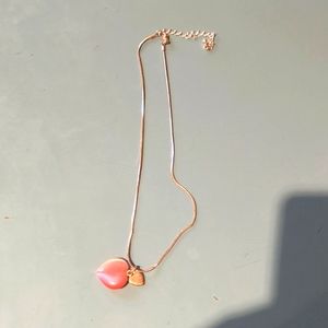 Silver and pink heart necklace